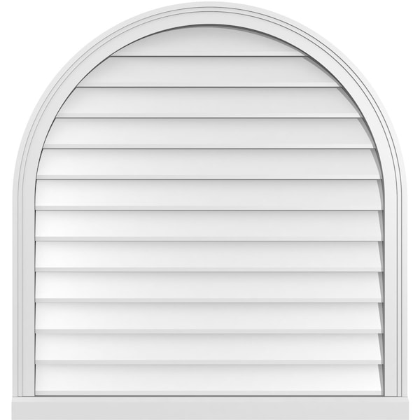 Ekena Millwork Round Top Surface Mount PVC Gable Vent w/ 2"W x 2"P Brickmould Sill Frame, 36"W x 38"H GVPRT36X3803SN - main